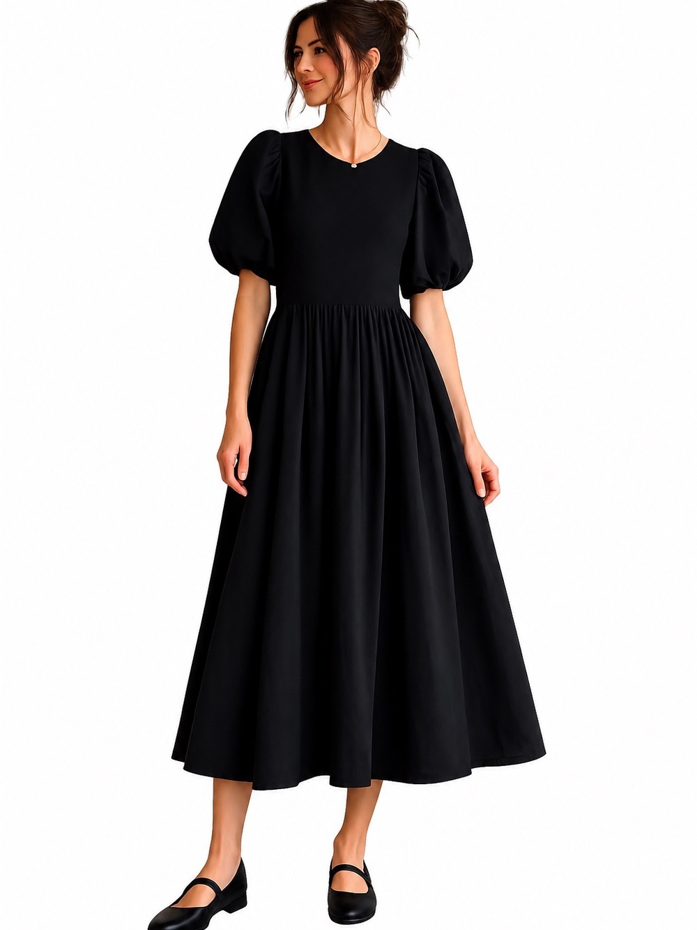 En Saison Balletcore Puff Sleeve Midi Dress Small Minimalist